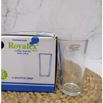 Royalex Gelas Kaca 270 ML A-503 (Isi 6 pcs) / Cangkir Mug Tempered Glass Tahan Panas Royalex 503