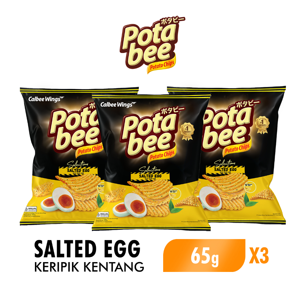 Potabee Keripik Kentang Selections Salted Egg 65 Gr x3