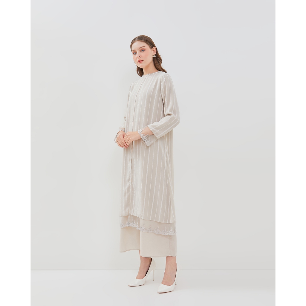 VALINO Gamis Cream Dengan Outer Payet Wanita - D-ECEK01-C5
