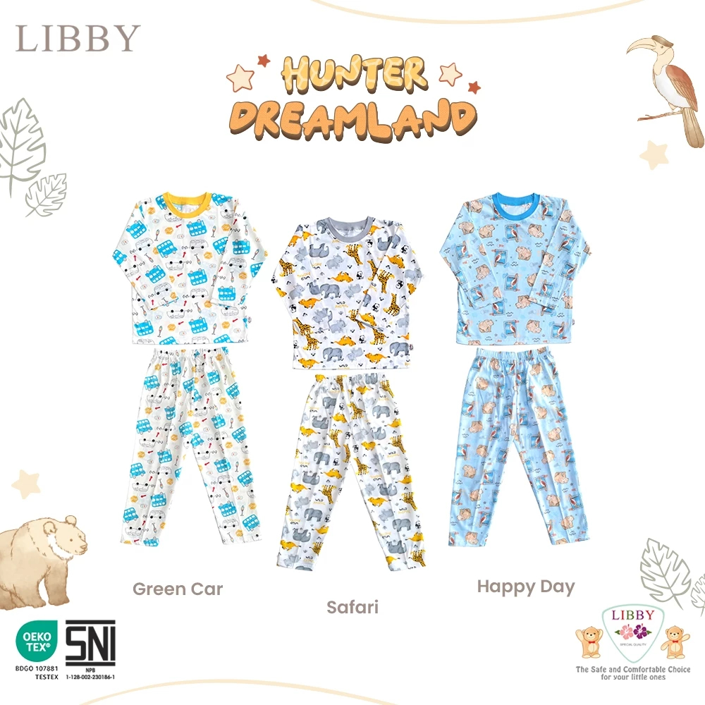 LIBBY Setelan Oblong Panjang Motif Unisex (1 stel) | Playtime Stories | Glowy Pals | Forest Mingle |