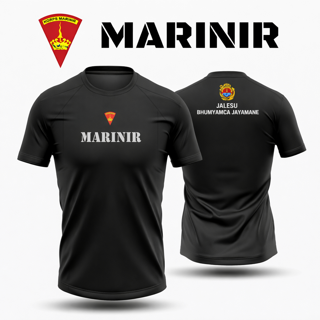 Kaos Marinir TNI AL Drifit Premium Hitam / Baju Jersey Marinir Pria / Kaos Commando Laut