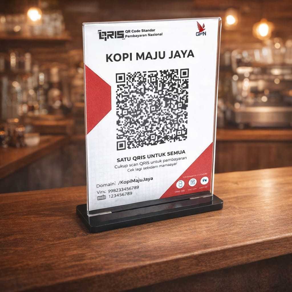 Stand Brosur / Qris Akrilik A5 2 Sisi - Akrilik Untuk Qris, Akrilik Qris, Stand Qris, Untuk Usaha, D