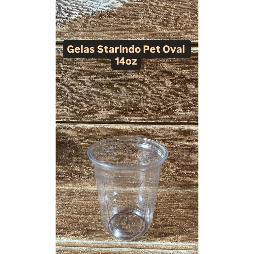 Gelas PET/Bening 14oz Oval Starindo isi 50