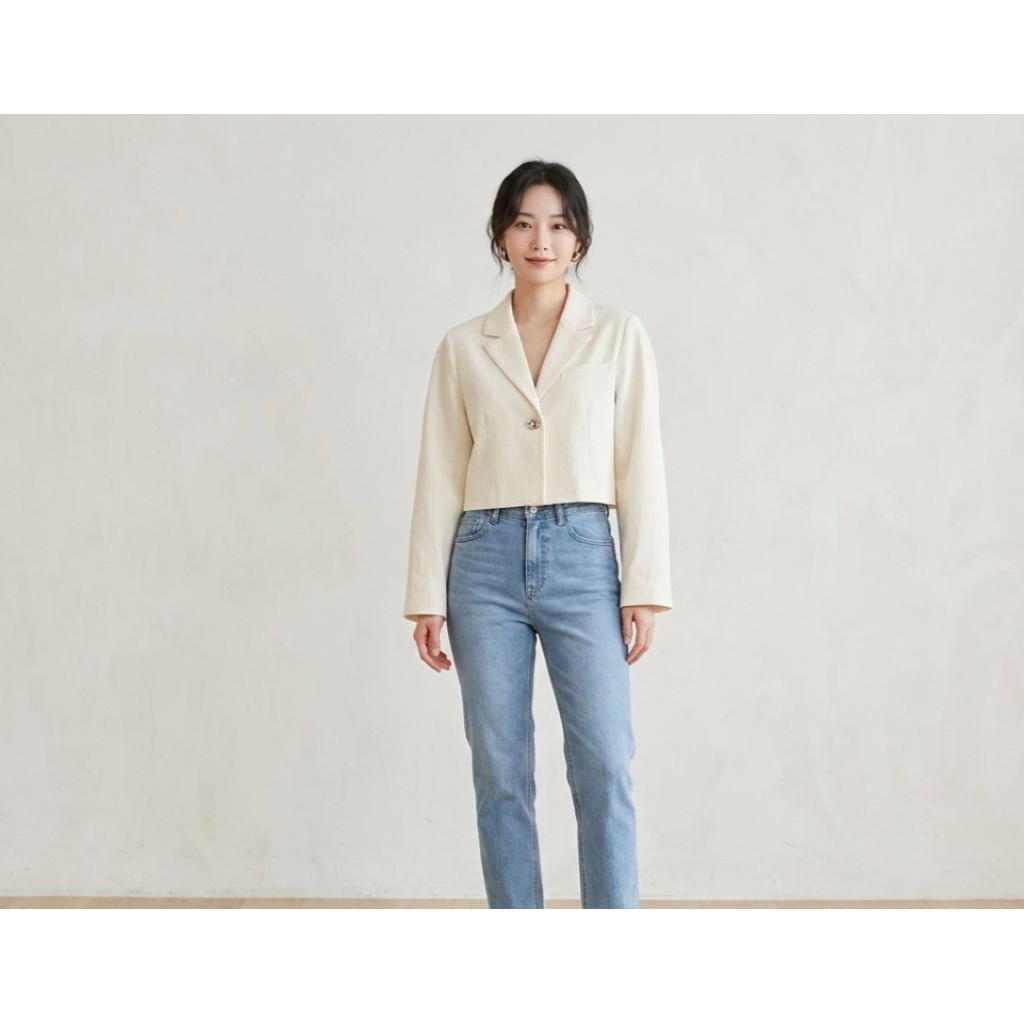 Crop Blazer wanita lengan panjang