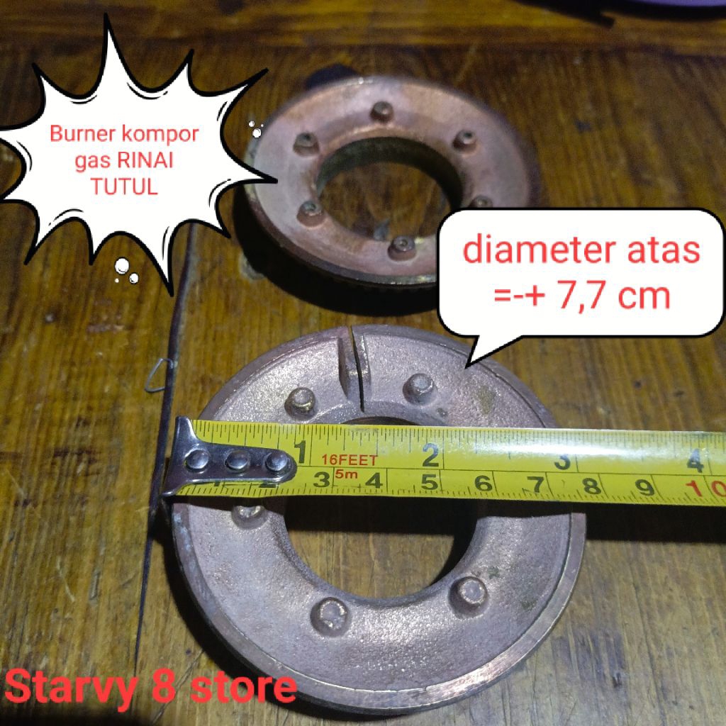 Burner/kuningan kompor gas Rinai model lama, RINAI MODEL TUTUL/GARIS