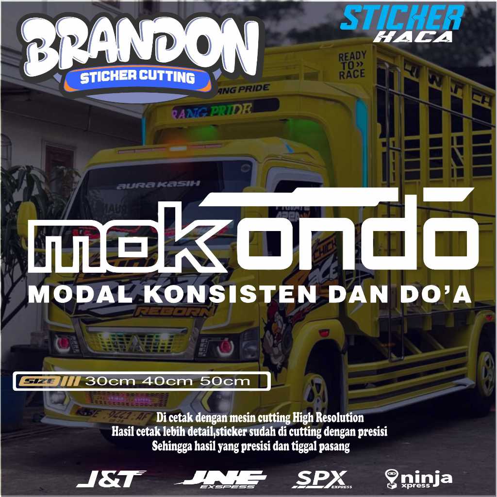sticker kata kata kaca samping,depan truk grandmax pic up l300 mokondo