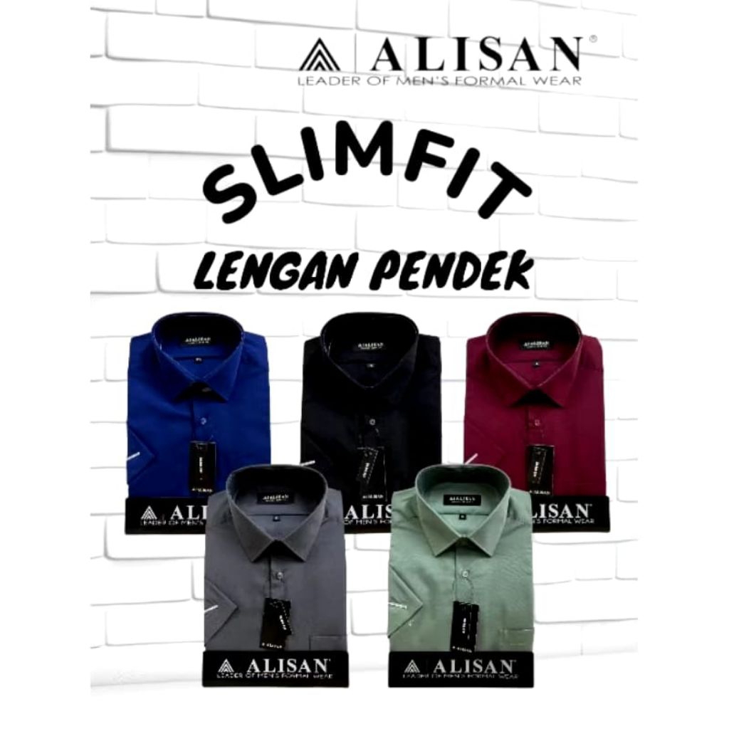 kemeja Alisan polos pendek slimfit