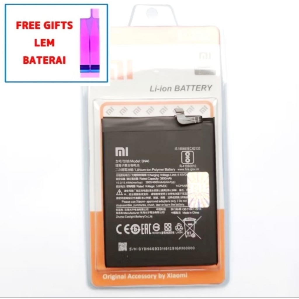 BATRE BATERAI XIAOMI REDMI NOTE 8 / REDMI 7 / REDMI NOTE 6 BN46 + LEM  ORIGINAL 100 %