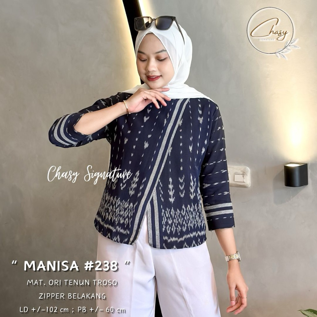 MANISA BLOUSE TENUN TROSO ORI ATASAN TENUN WANITA MODERN BATIK TENUN BATIK KERJA KEKINIAN