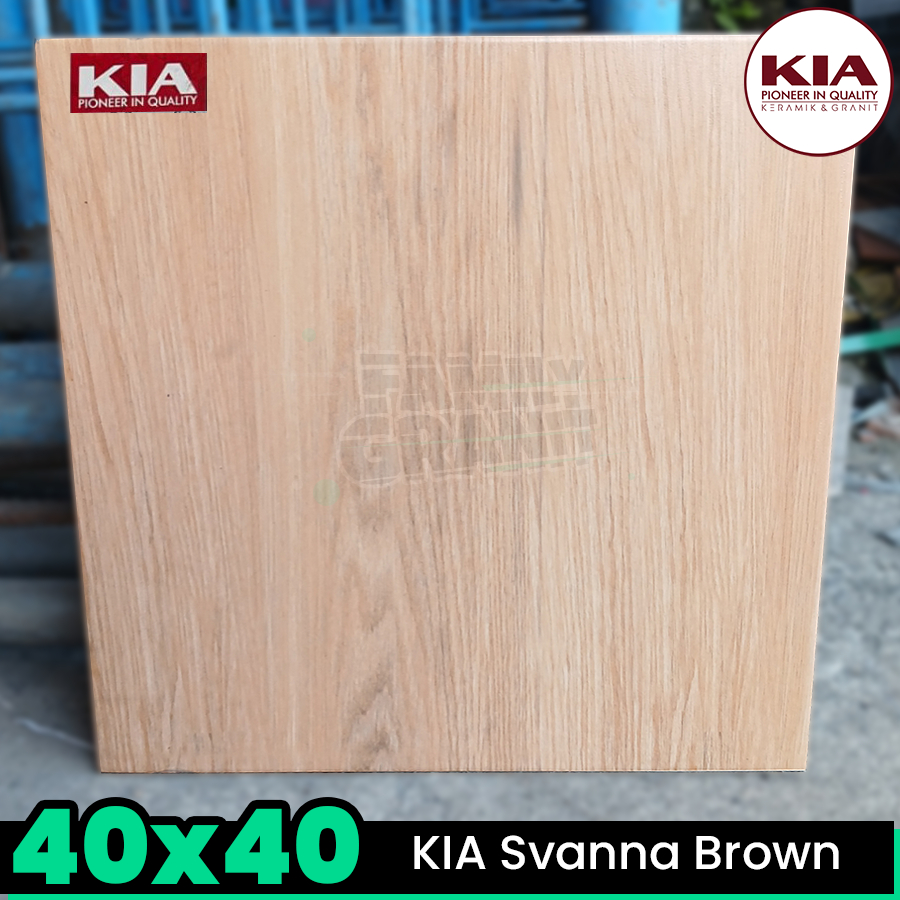 Keramik Motif Kayu 40x40 KIA Svanna Brown Lantai Teras / Carport / Garasi Matte