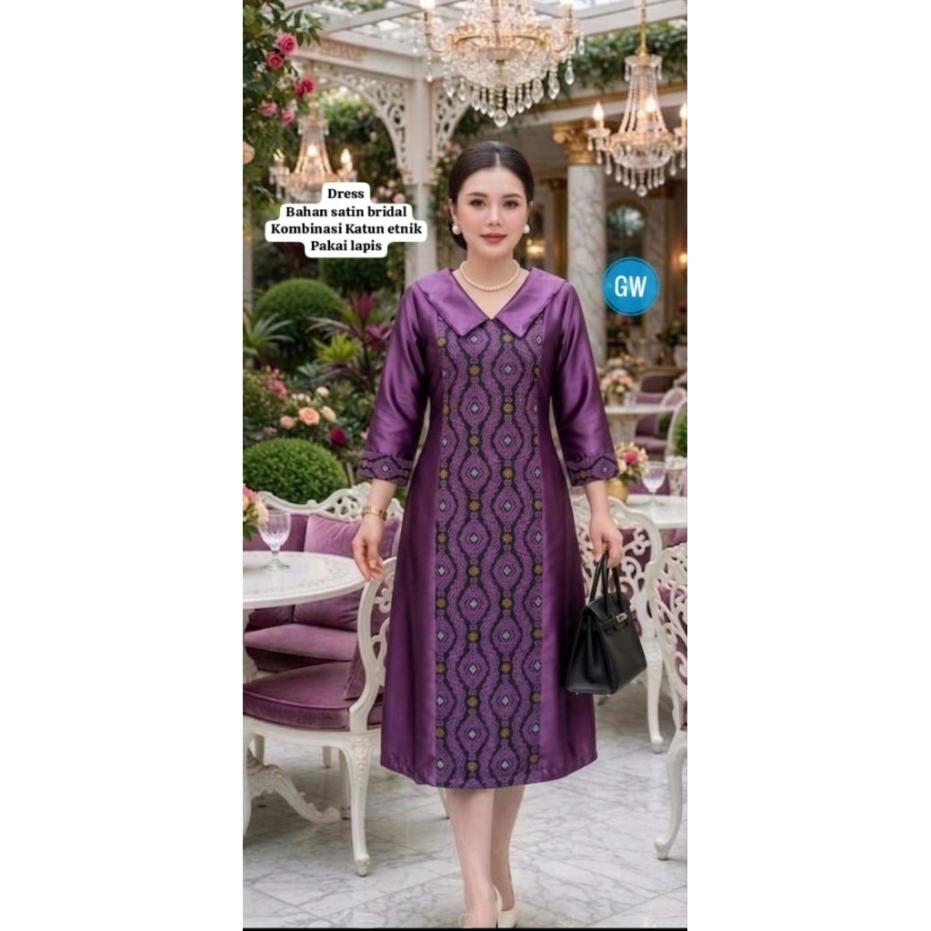 Dress Tenun Jepara Mix Etnik Katun