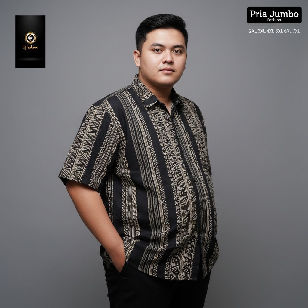 kemeja baju batik rayon premium pria jumbo bigsize oversize 2xl-7xl (hitam,flow, wreska,krem) terbar
