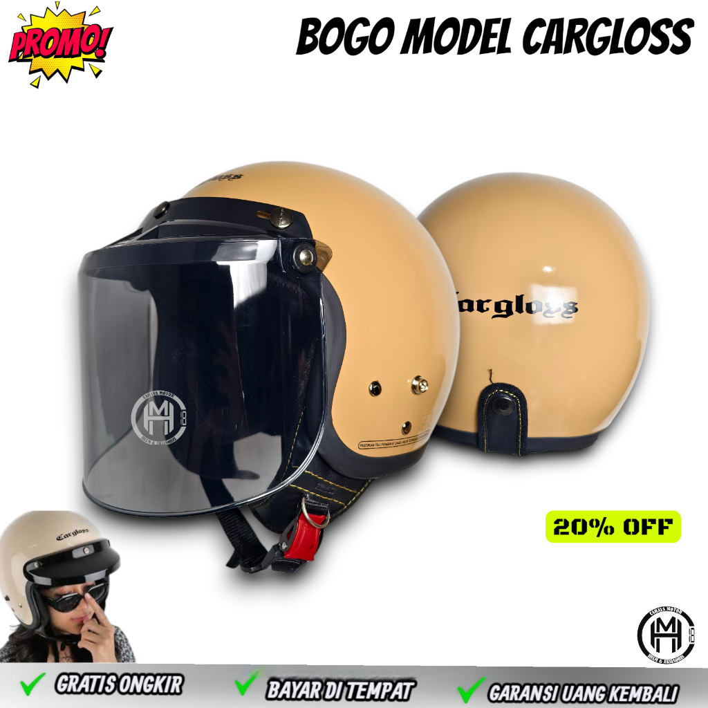HELM BOGO POLOS FULL LEHER PRIA & WANITA | SNI bukan cargloss original