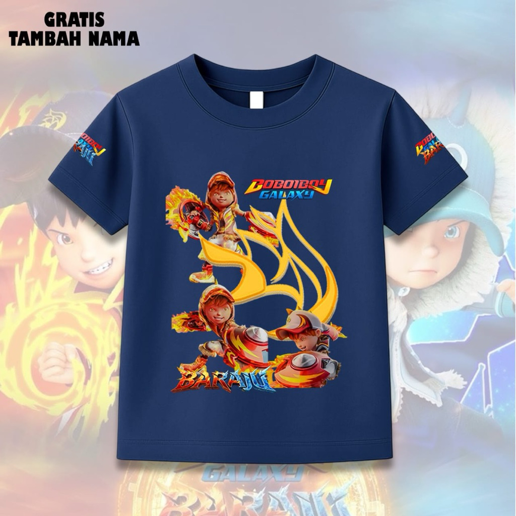 kaos anak bergambar boboiBoy galaxy api untuk anak laki laki dan perempuan