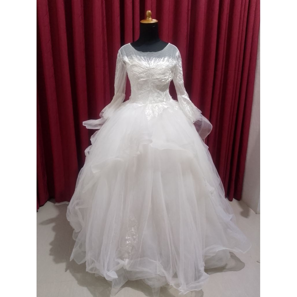 wedding dress, gaun pengantin lengan panjang, gaun pengantin jumbo