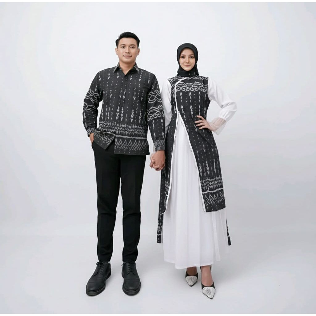 Hana Dress Tenun Couple Hitam Tenun Couple Kondangan Baju Couple Pasangan