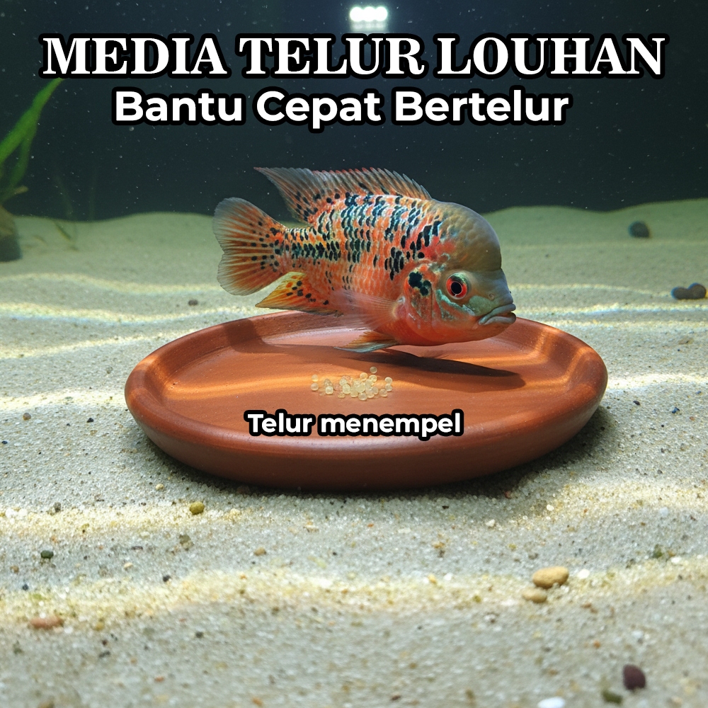 Media Telur Ikan Louhan Tanah Liat | Alas Bertelur Aquarium Natural Anti Jamur | Cobek Datar Tempat 