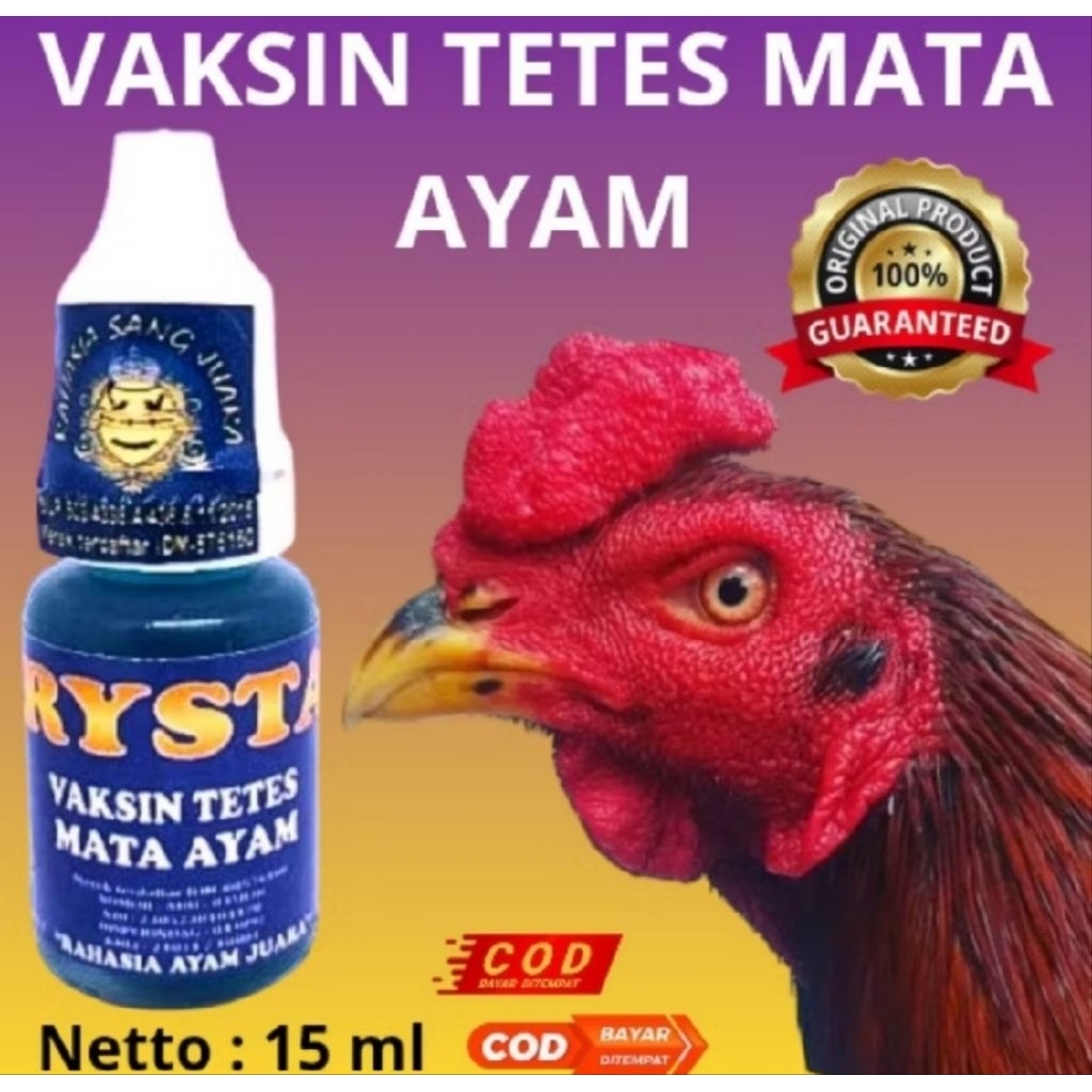 Vaksin Tetes Mata Ayam CRYSTAL 15ml | Obat Mata Ayam Snot & Perawatan Ayam