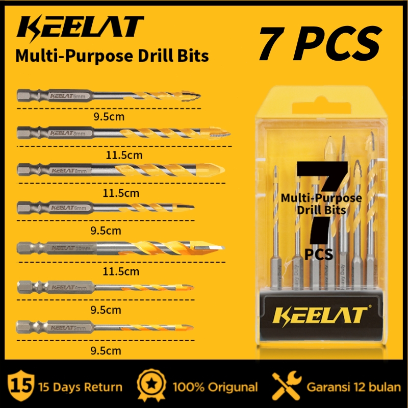 KEELAT Bor Drill Silinder Multifungsi Kepala Silinder Hitam Bahan Paduan Hexagonal Cocok untuk Bor K