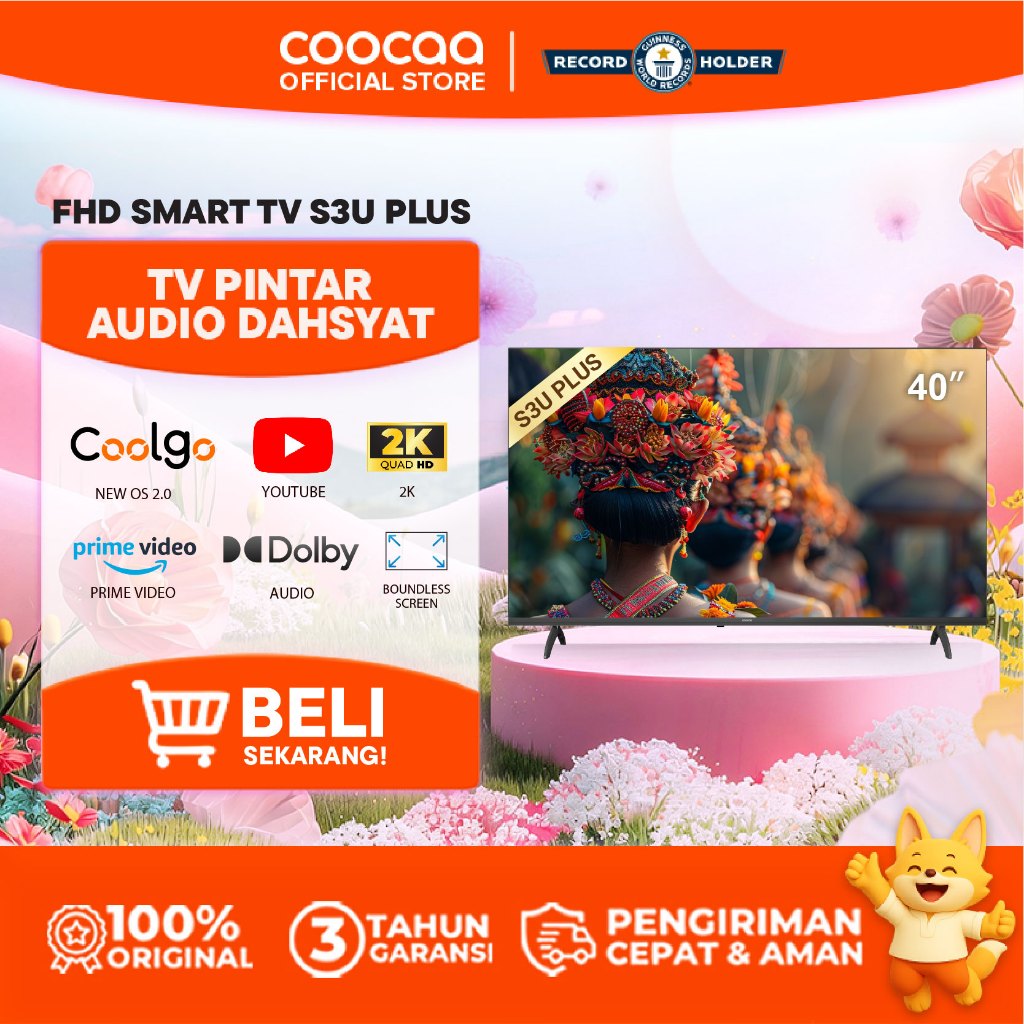 [NEW]COOCAA 40 inch S3U PLUS - Coolita 3.0 - Smart TV - Youtube/ Prime Video - Dolby Audio (COOCAA 4