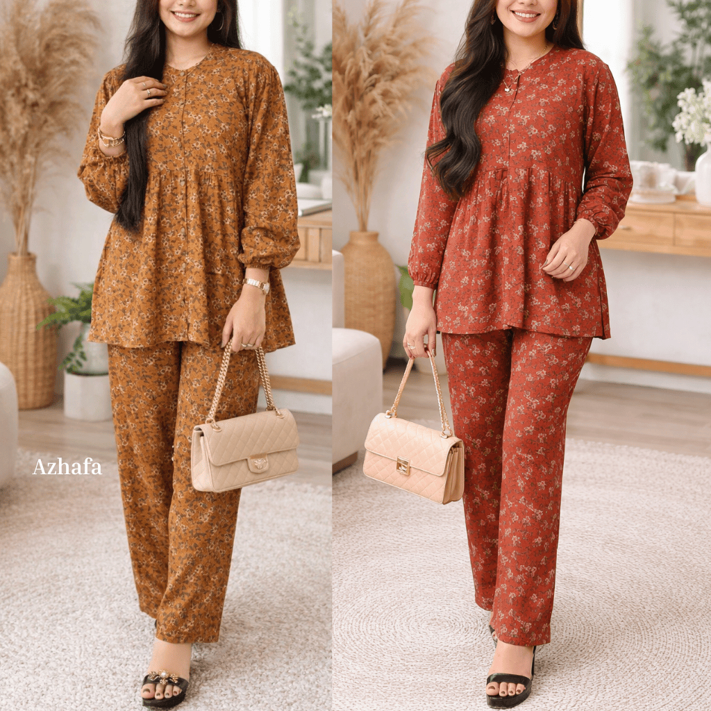 One set wanita kekinian Salsa Motif Floral – Setelan Ibu Hamil & Menyusui Friendly