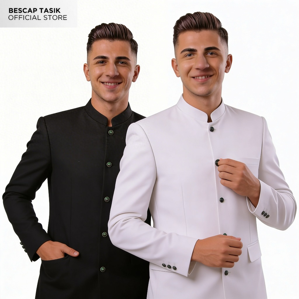 BESCAP TASIK - Jasko Polos Motif Saku Tutup Jasko Putih Polos Jasko Hitam Polos Jas Koko Pria Fashio
