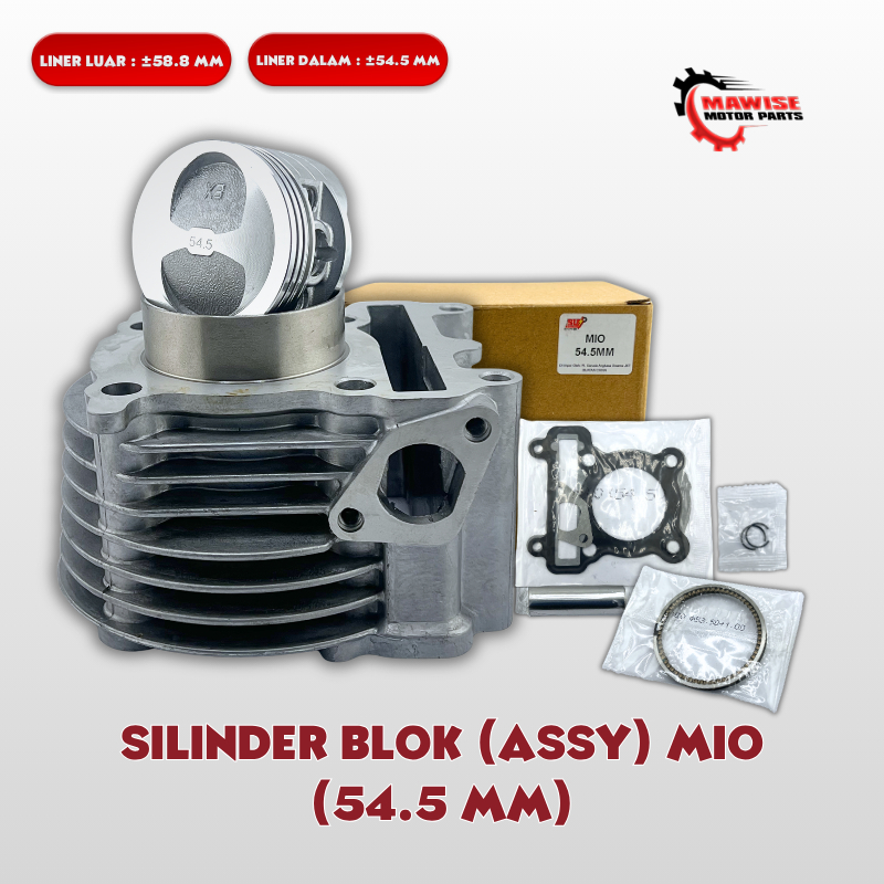 SILINDER BLOK ASSY MIO 54.5 MM - CYLINDER SILINDER BLOK SEHER BORING BORE UP MIO KARBU 54,5 54.5 MM