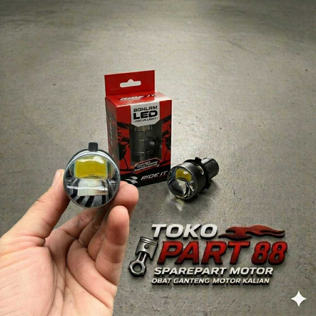 ORIGINAL RIDE IT LAMPU LED H4 45W AC DC LASER FOCUS DOP MOTOR MOBIL TERANG PUTIH PRESISI PNP