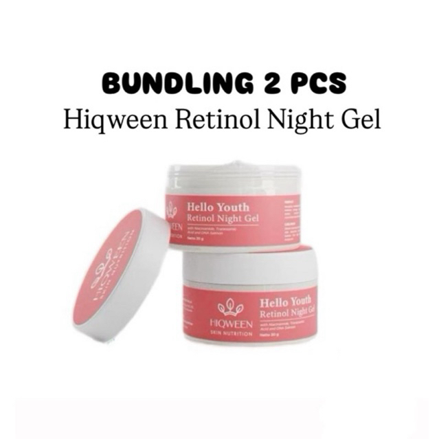 [BUNDLING 2 PCS] Hiqween Retinol Night Gel Hiqween Night Cream Malam Hiqween
