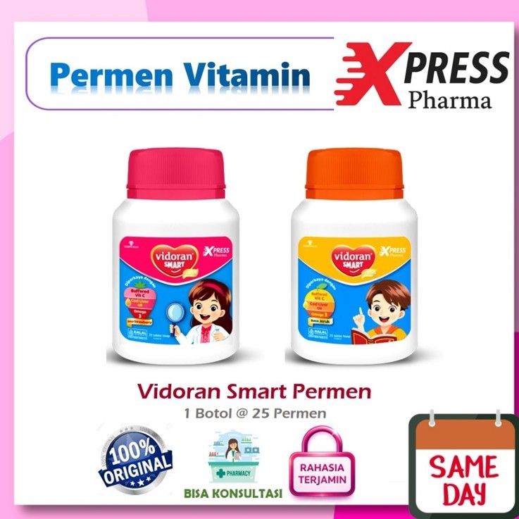 XPRESS  Vidoran Smart PERMEN Hisap Anak Vitamin Nutrisi Otak Nafsu Makan Daya Tahan Tubuh Jeruk Strw