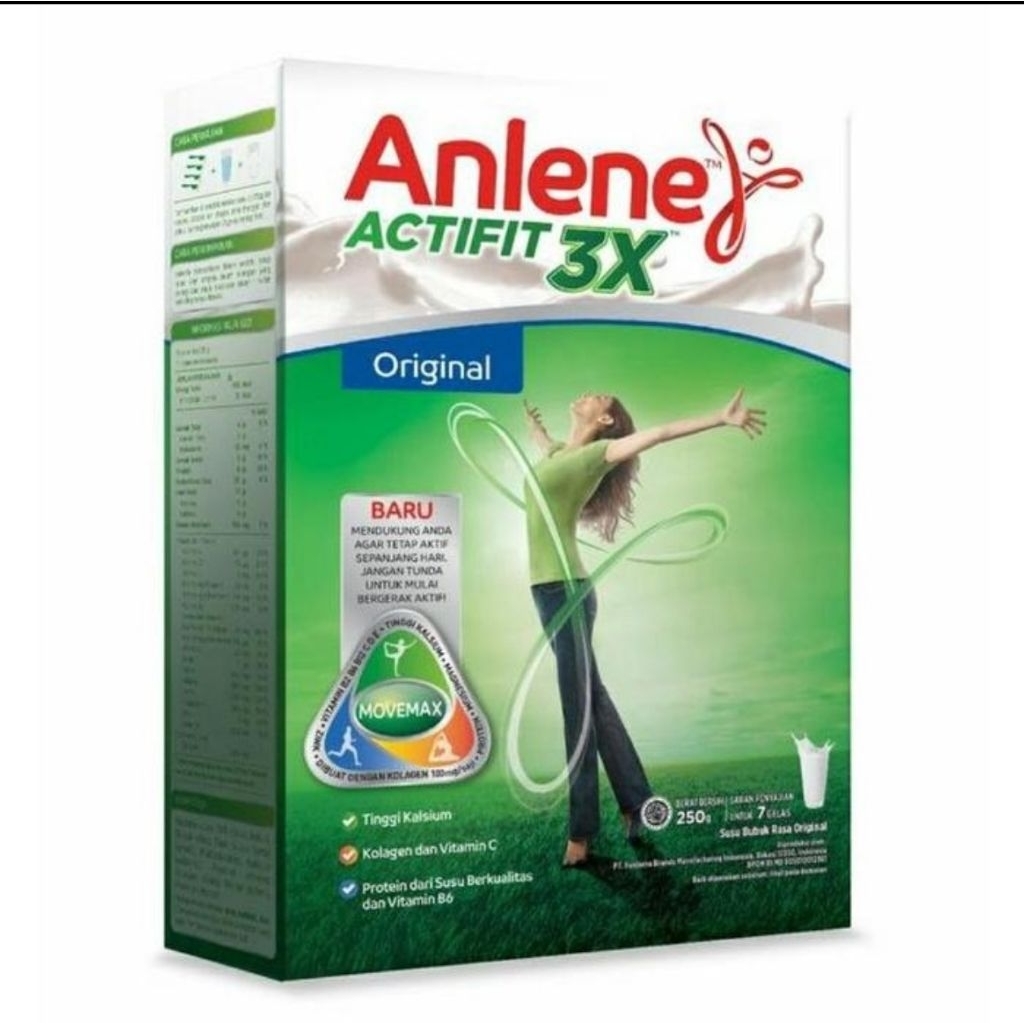 Anlene Actifit 3X Susu Bubuk Dewasa Vanilla/Original/Cokelat 240/230 Gr - Susu Berkalsium Tinggi den