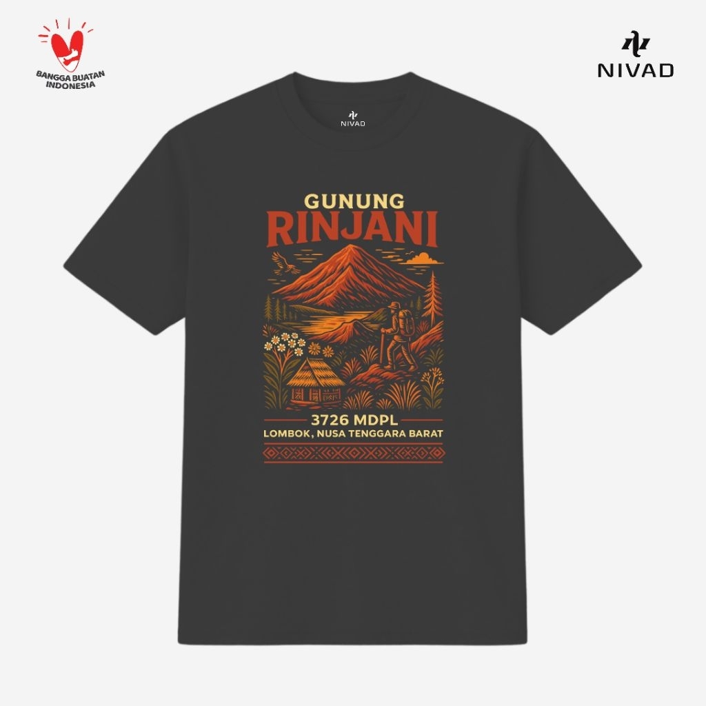Nivad Kaos Baju Wisata Tradisional NTB Gunung Rinjani