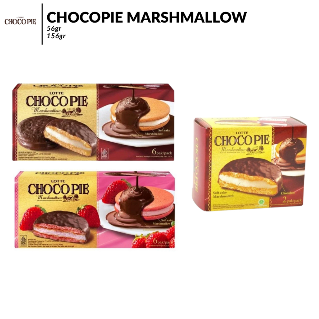 LOTTE Chocopie Vanilla, Marshmallow, Strawberry - Snack