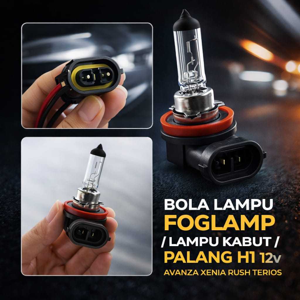BOLA LAMPU H11 12V 55 WATT CAHAYA KUNING + SOCKET – FOGLAMP / LAMPU KABUT AVANZA XENIA RUSH TERIOS