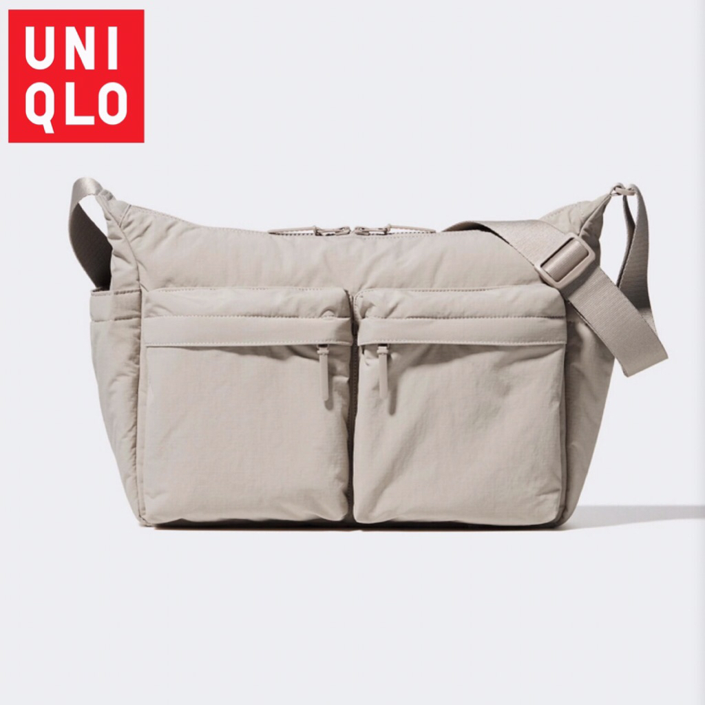 UNIQLO Unisex Multi Pocket Shoulder Bag Tas Selempang Pria Wanita Beige