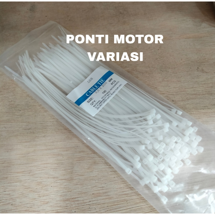 PONTI MOTOR kabel ties tebal putih 20cm 1 pack isi 100pcs kabel ties serbaguna kabel ties 20cm putih