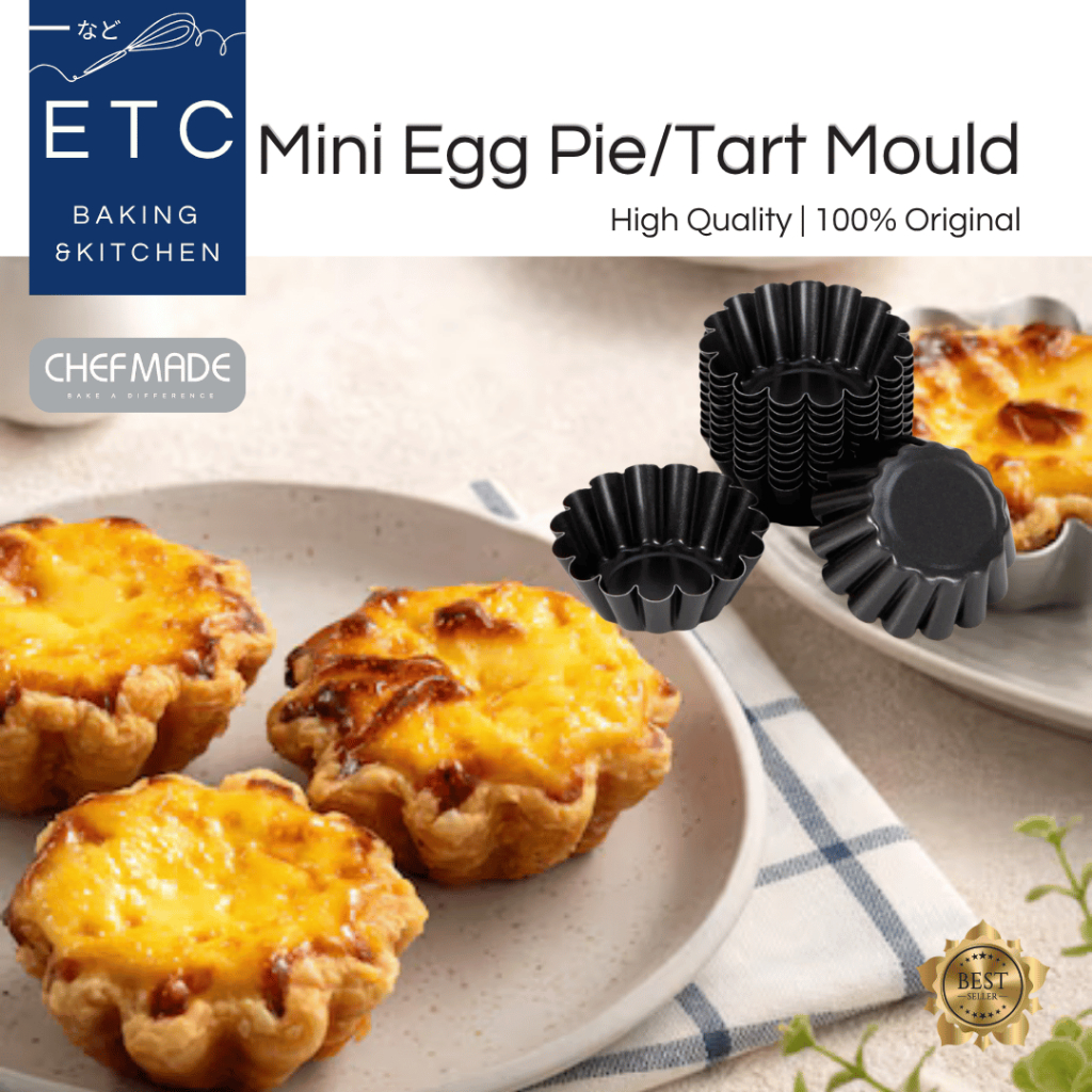 [ETC.Baking] CHEFMADE – Egg Pie/Tart Mold Pan | Loyang Kue Tart Susu Kecil Grosir Flower Non-Stick 1