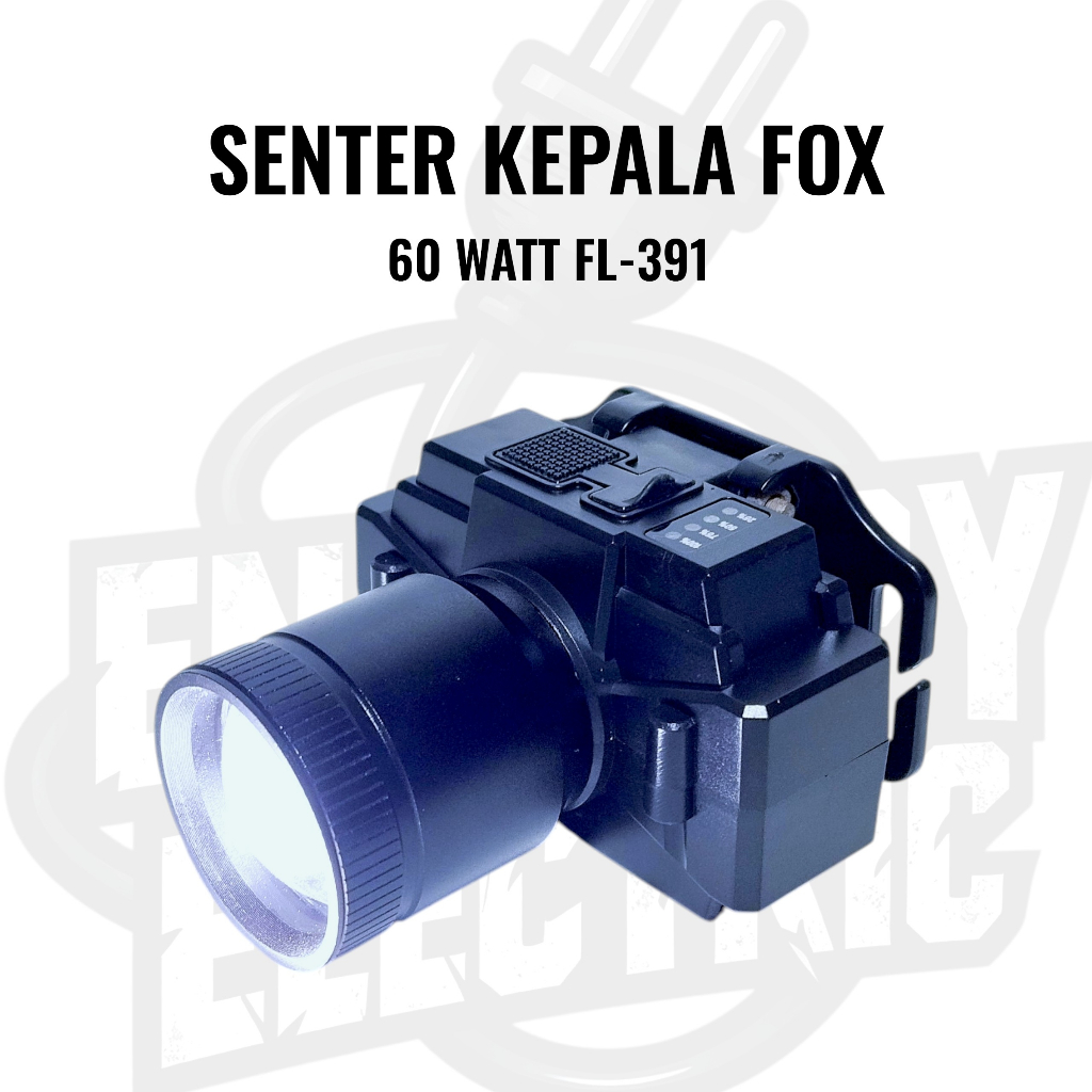 NEW Senter Kepala FOX 60 Watt FL-391 LED Putih Super Terang - Headlamp Zoomable Rechargeable