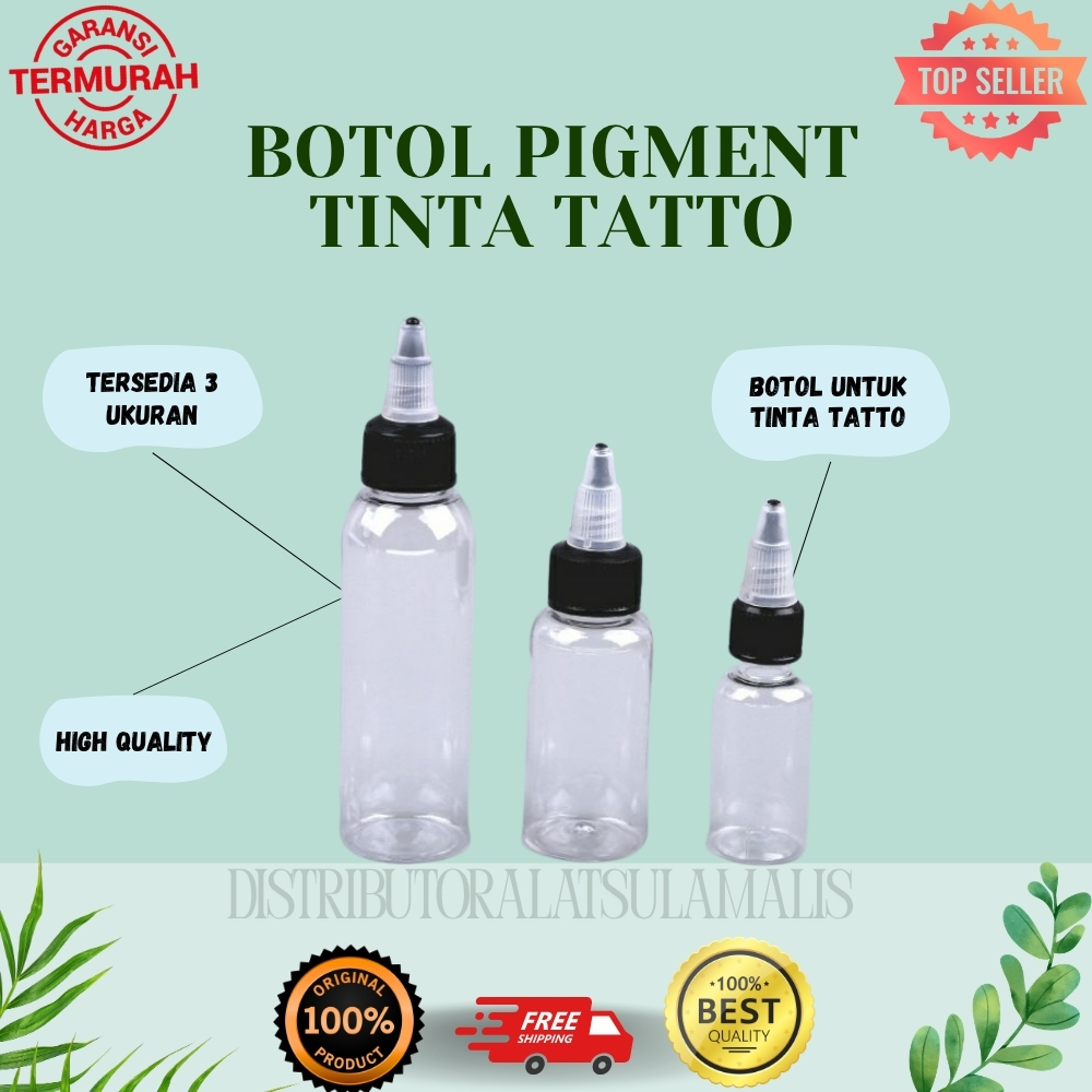 BOTOL KOSONG TEMPAT TINTA 30ML DAN 15ML / BOTTLE PIGMENT CAIRAN TATTO