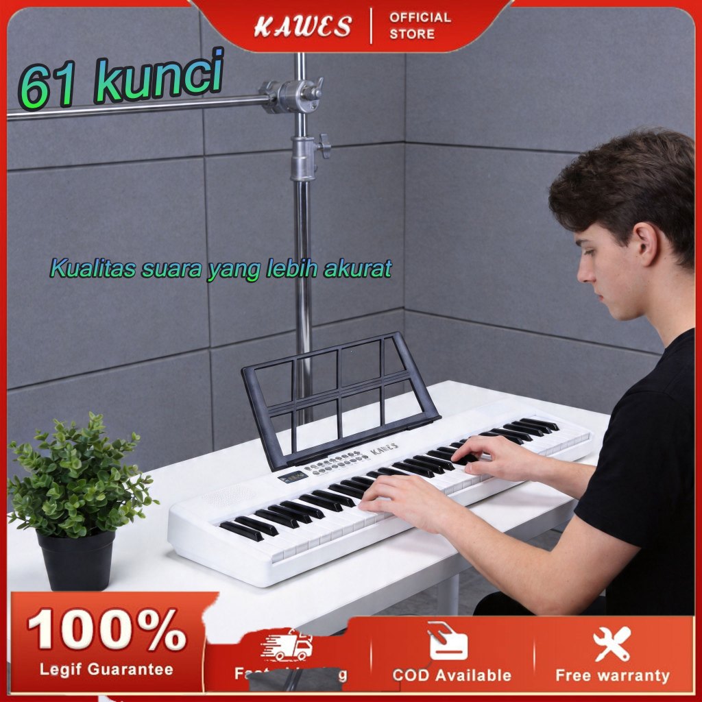 KAWES Piano digital portabel dengan 61 tuts, keyboard elektronik portabel, piano keyboard, keyboard 