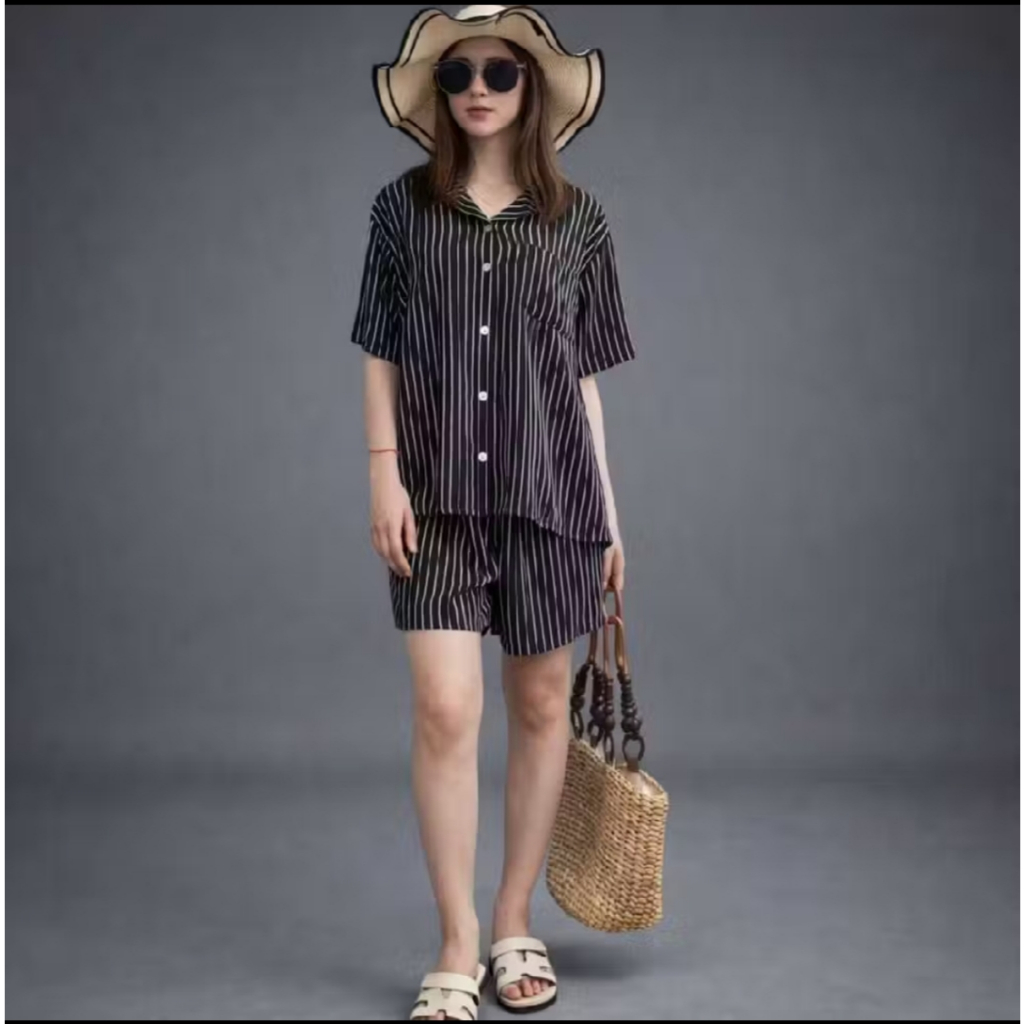 SET PIYAMA WANITA DEWASA REMAJA/ONESET SALUR BAJU TIDUR SATU SET KEKINIAN