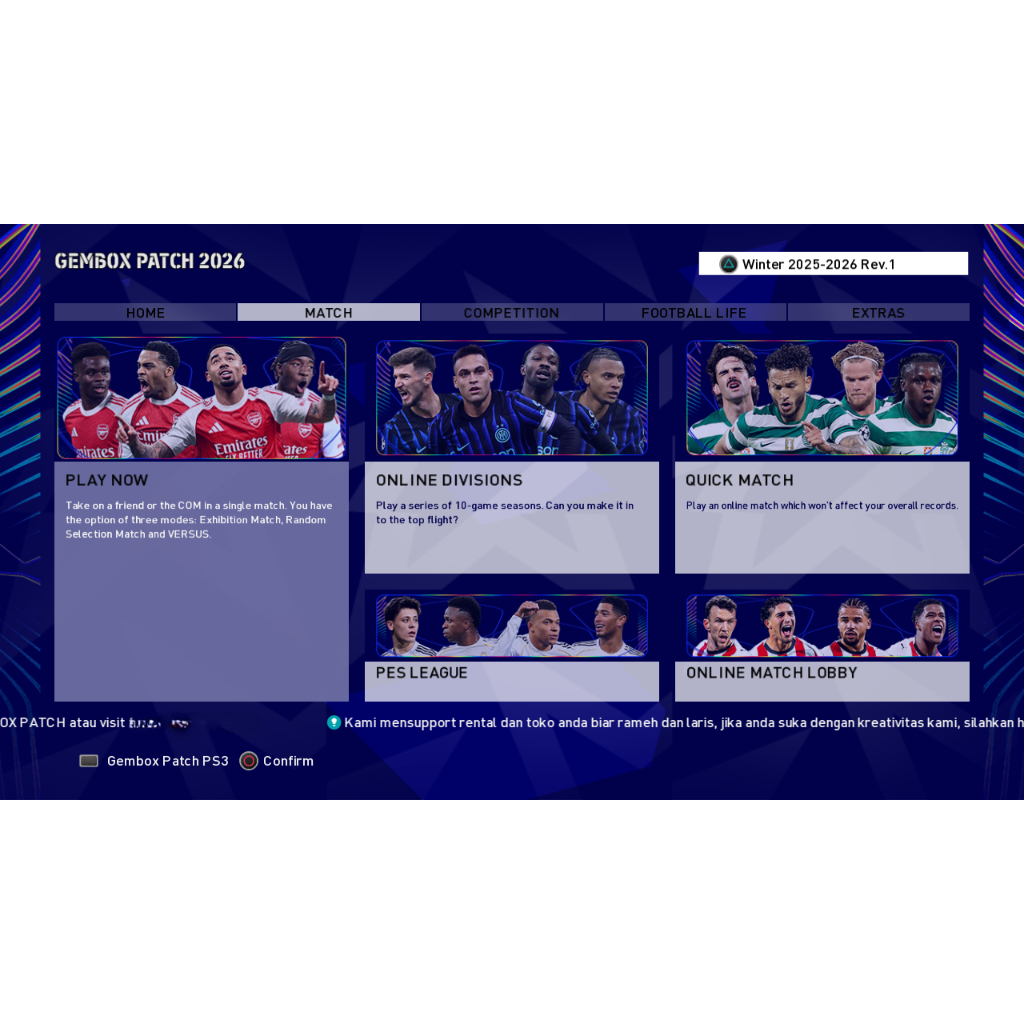 REV 1 ONLY PES 2026 Gembox Patch Winter Season PS3 || Via Email