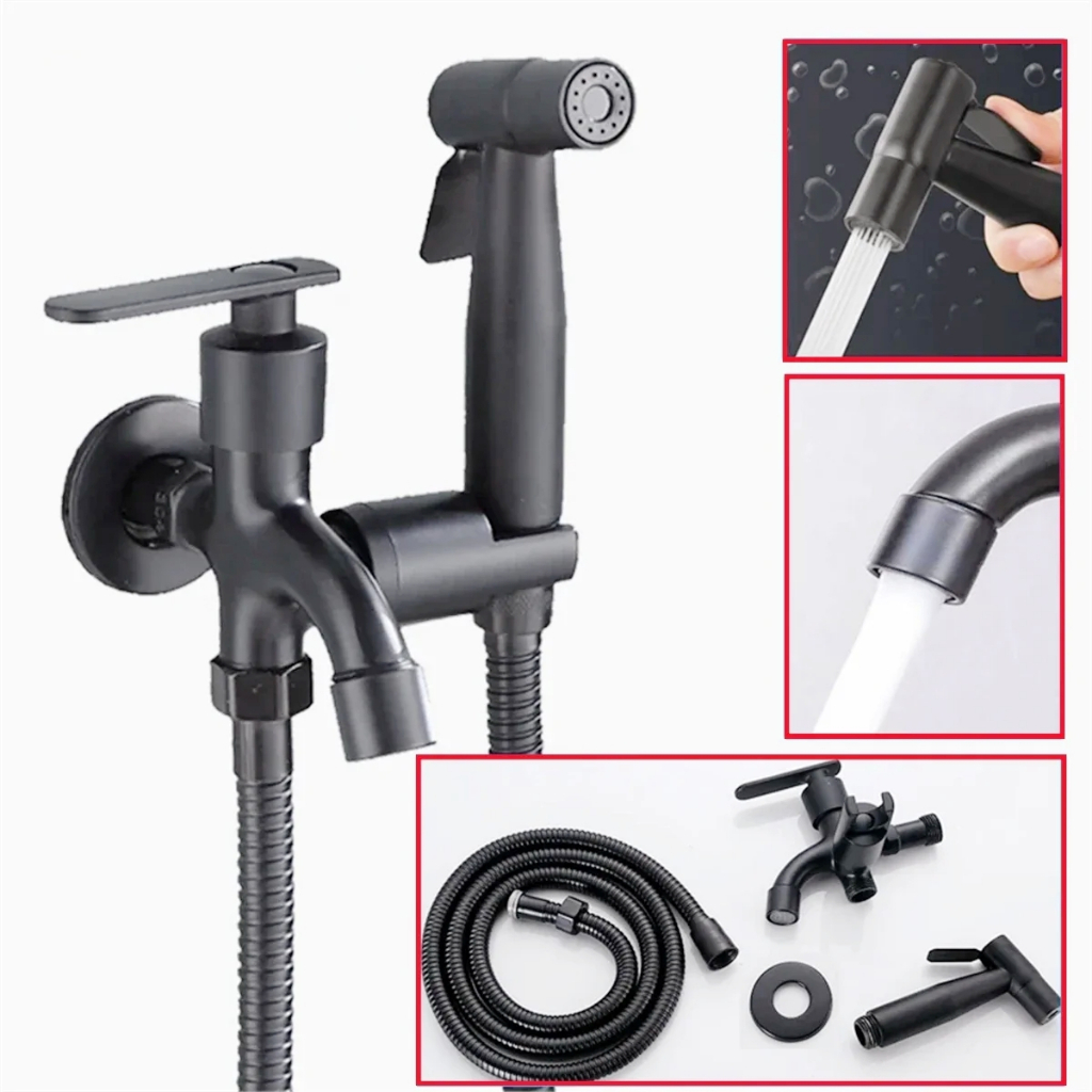 Jet Shower Set Selang Kloset Kran Cabang Kepala Bidet Toilet Set Stainless