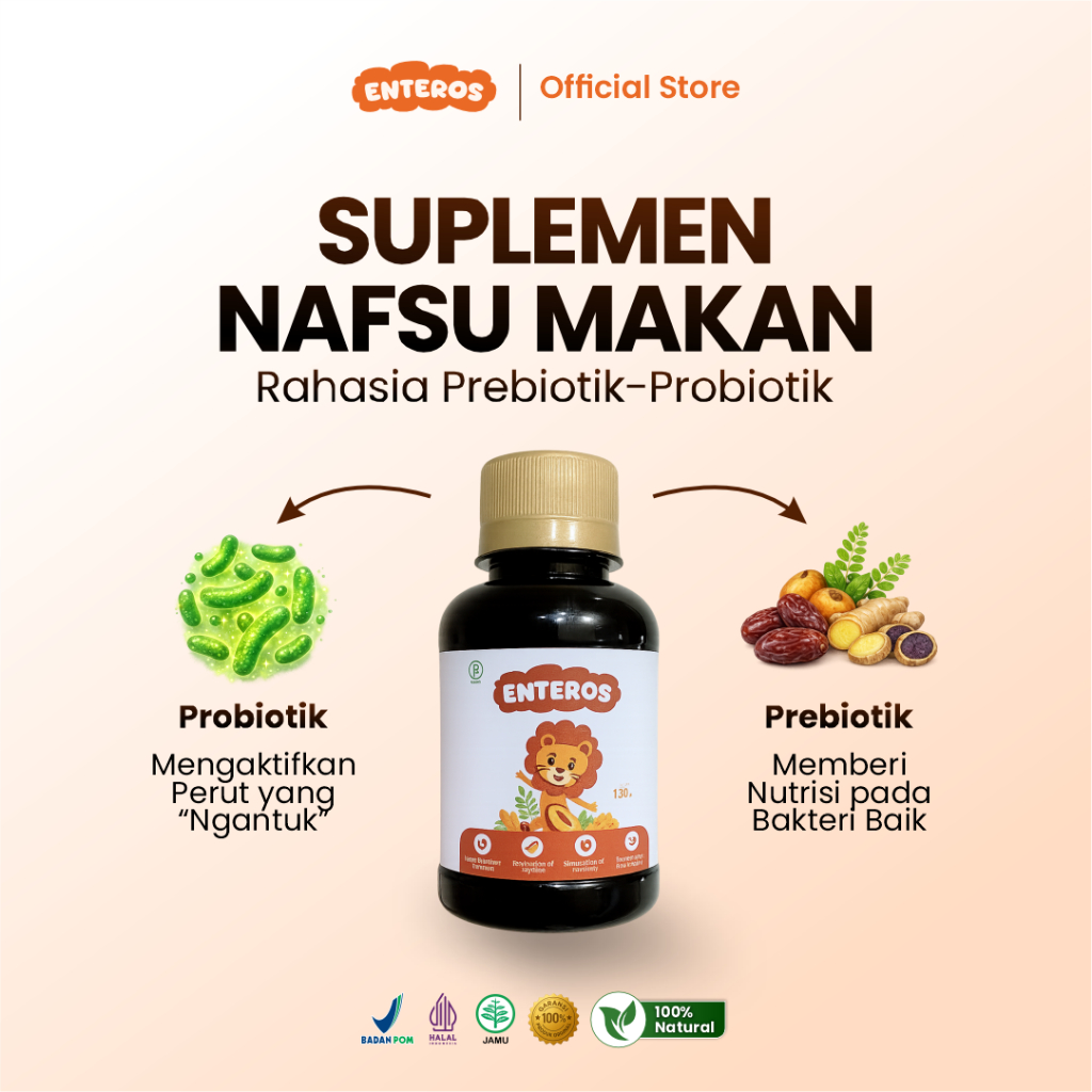 Enteros - Suplemen Nafsu Makan Anak 130ml | Halal & BPOM