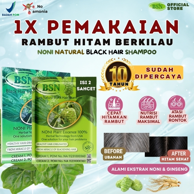 BSN Noni Shampoo isi 2 Sachet | Atasi Rambut Uban dengan Mengkudu Berkualitas