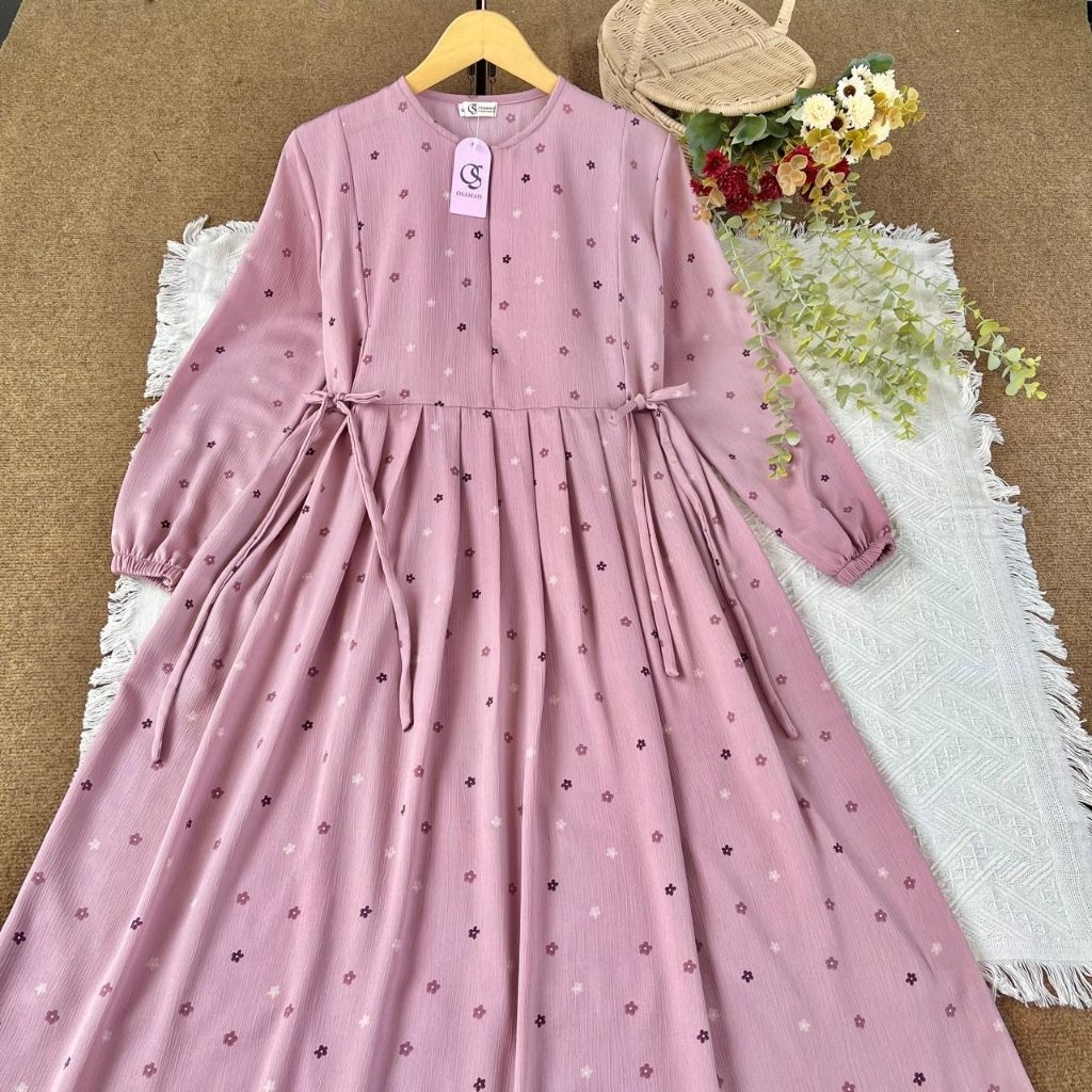 LYODRA Dress Ellora Korean dress floral gamis motif bunga kekinian