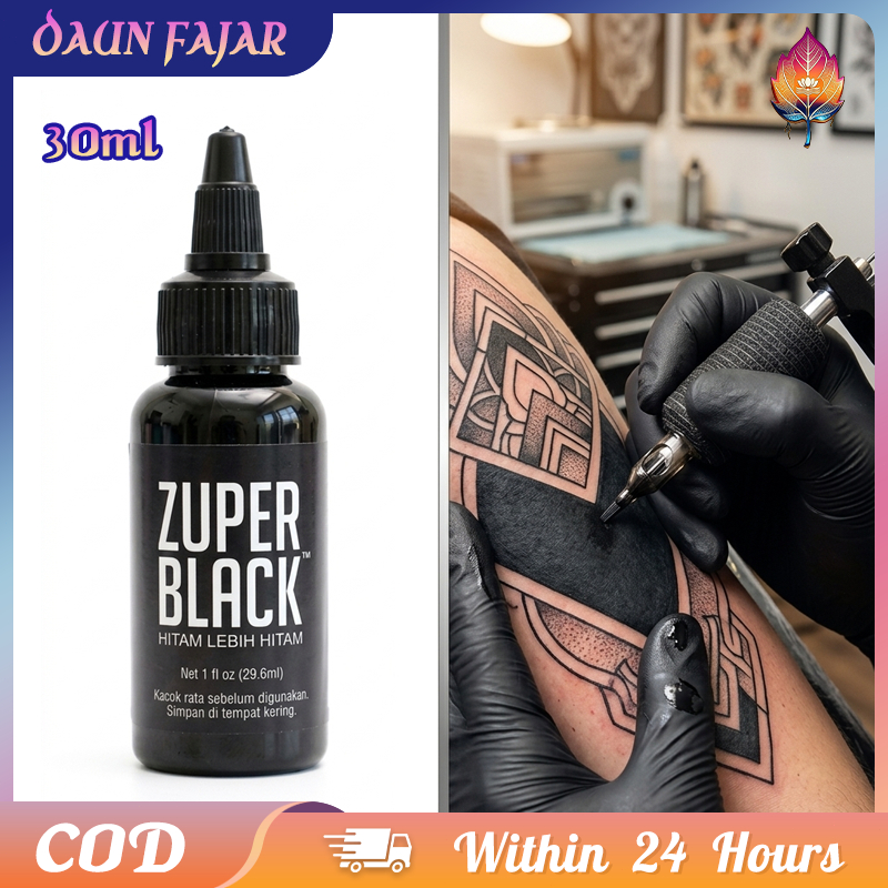 Zuper Black Tattoo Ink 1oz 30ml Tinta Totem Garis Tahan Lama