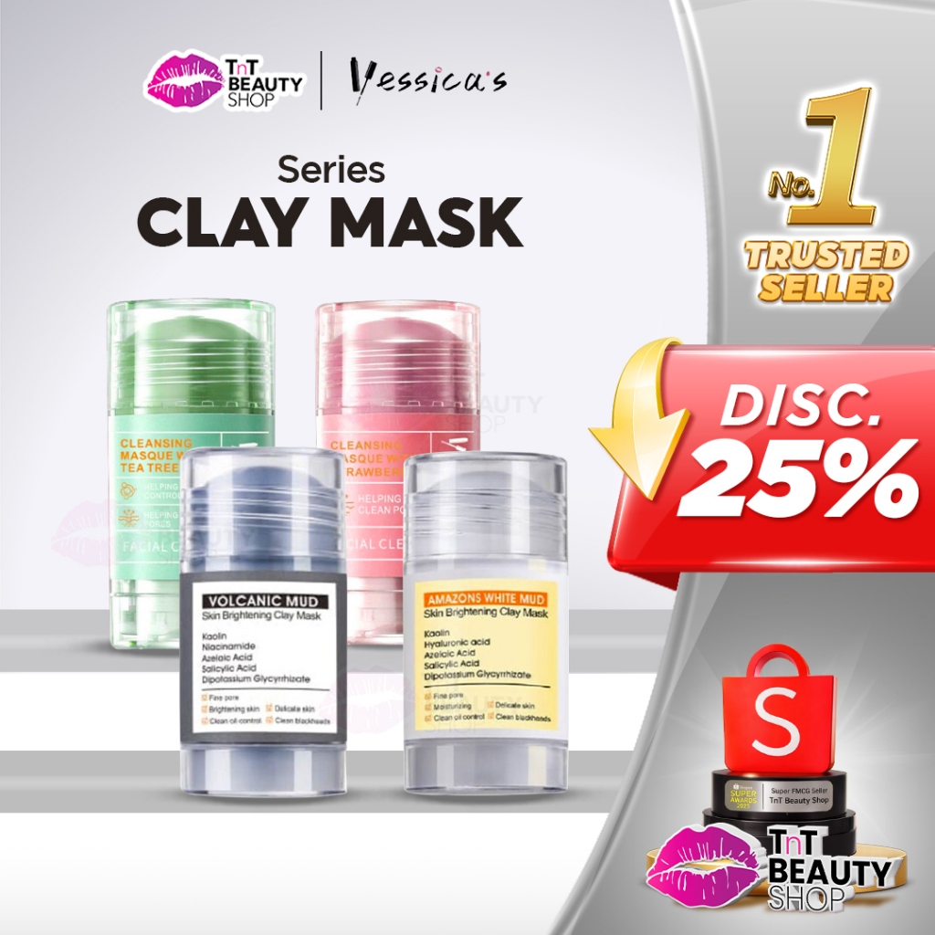 Yessica Tea Tree & Strawberry Anti Pore -  Acne Clay Stick Mask - Volcanic Mud  | TnT Beauty Shop