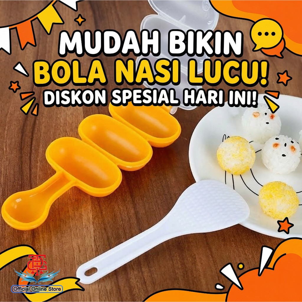 Cetakan Nasi Bola Bento Rice Ball Shaker Dengan Centong Anti Lengket Mold Maker Onigiri Sushi Maker 