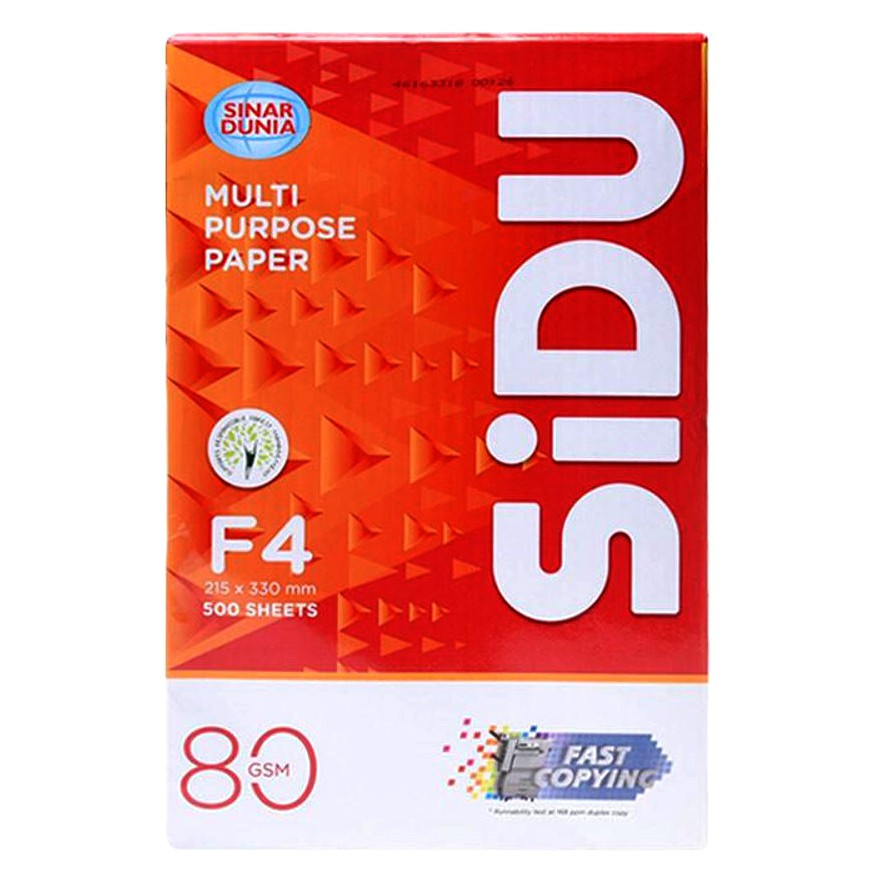 KERTAS HVS F4 216 X 330 mm 80 GSM Merk SIDU 500 Lembar